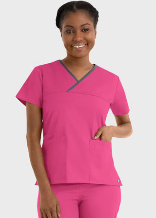 Maevn Core Women's Contrast Mock Wrap Top