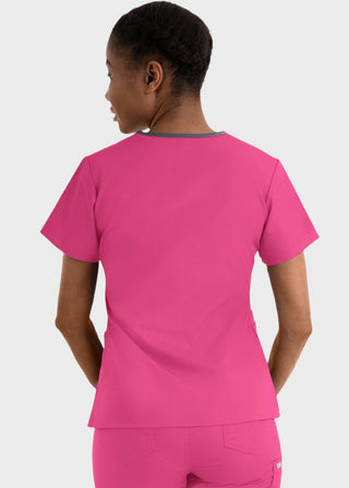 Maevn Core Women's Contrast Mock Wrap Top