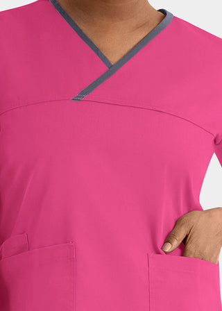 Maevn Core Women's Contrast Mock Wrap Top