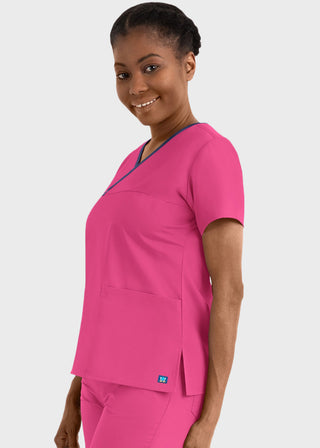 Maevn Core Women's Contrast Mock Wrap Top