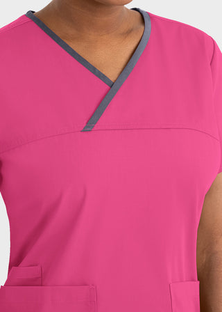 Maevn Core Women's Contrast Mock Wrap Top