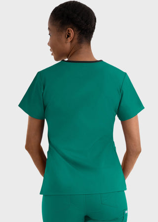 Maevn Core Women's Contrast Mock Wrap Top