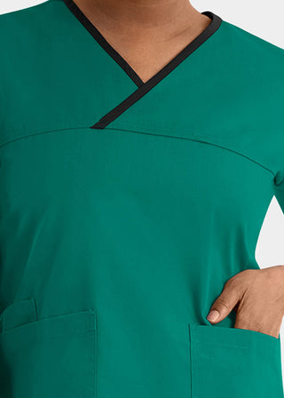 Maevn Core Women's Contrast Mock Wrap Top