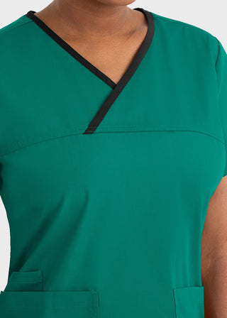 Maevn Core Women's Contrast Mock Wrap Top