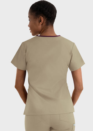 Maevn Core Women's Contrast Mock Wrap Top