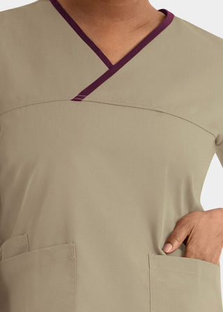 Maevn Core Women's Contrast Mock Wrap Top