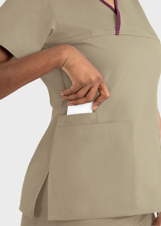 Maevn Core Women's Contrast Mock Wrap Top