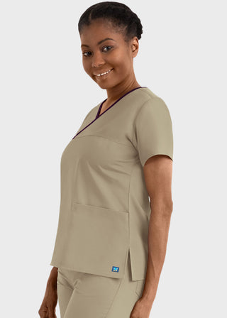 Maevn Core Women's Contrast Mock Wrap Top