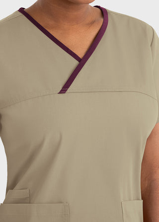 Maevn Core Women's Contrast Mock Wrap Top