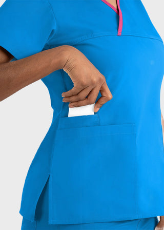 Maevn Core Women's Contrast Mock Wrap Top