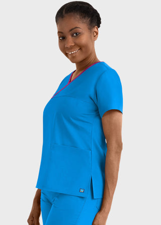 Maevn Core Women's Contrast Mock Wrap Top