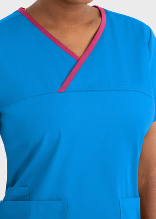 Maevn Core Women's Contrast Mock Wrap Top