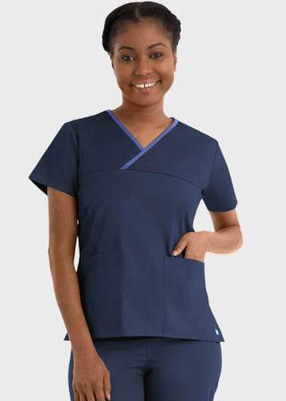 Maevn Core Women's Contrast Mock Wrap Top