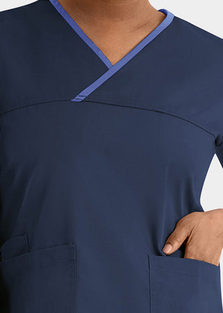 Maevn Core Women's Contrast Mock Wrap Top