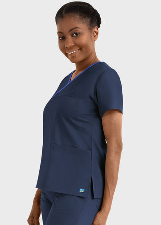 Maevn Core Women's Contrast Mock Wrap Top