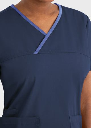 Maevn Core Women's Contrast Mock Wrap Top