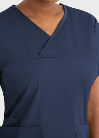 Maevn Core Women's Contrast Mock Wrap Top