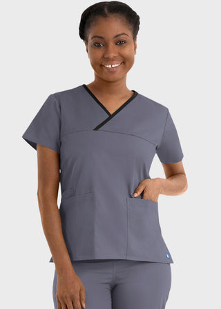 Maevn Core Women's Contrast Mock Wrap Top