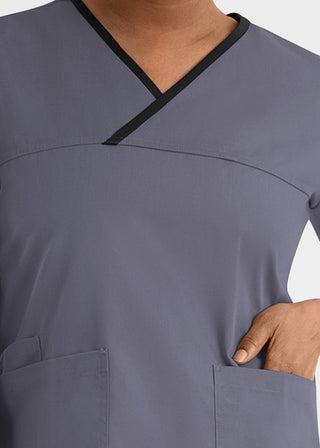 Maevn Core Women's Contrast Mock Wrap Top