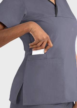 Maevn Core Women's Contrast Mock Wrap Top