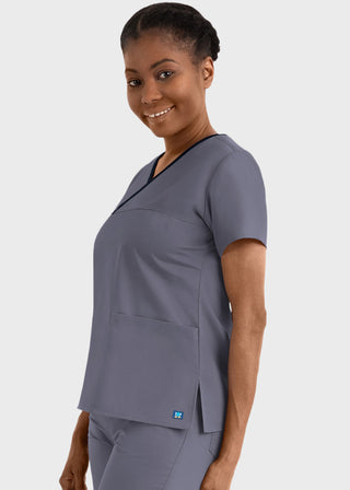 Maevn Core Women's Contrast Mock Wrap Top