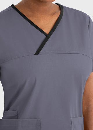 Maevn Core Women's Contrast Mock Wrap Top