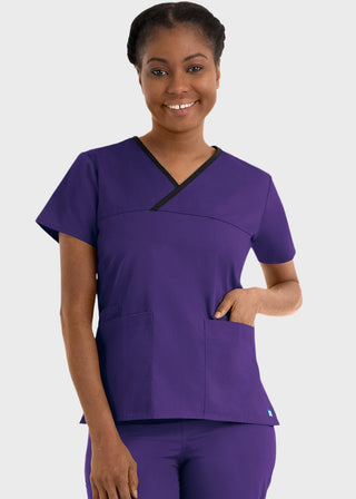 Maevn Core Women's Contrast Mock Wrap Top