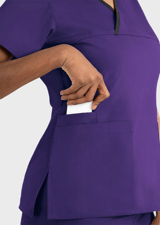 Maevn Core Women's Contrast Mock Wrap Top