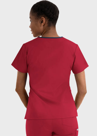 Maevn Core Women's Contrast Mock Wrap Top