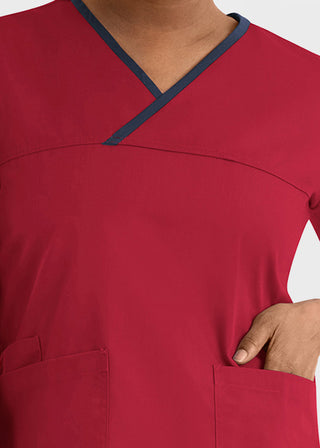 Maevn Core Women's Contrast Mock Wrap Top