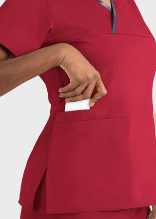 Maevn Core Women's Contrast Mock Wrap Top