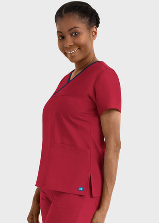 Maevn Core Women's Contrast Mock Wrap Top