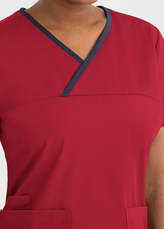 Maevn Core Women's Contrast Mock Wrap Top