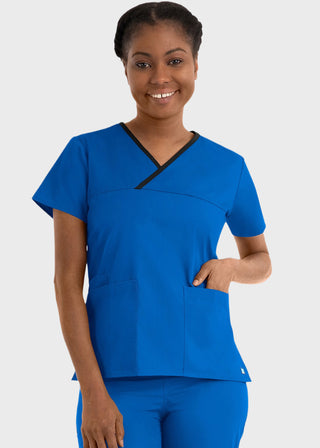 Maevn Core Women's Contrast Mock Wrap Top