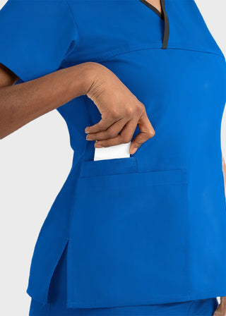 Maevn Core Women's Contrast Mock Wrap Top