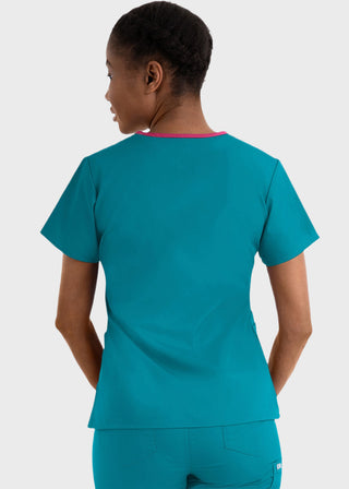 Maevn Core Women's Contrast Mock Wrap Top