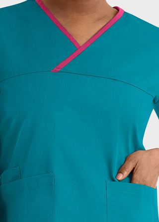 Maevn Core Women's Contrast Mock Wrap Top