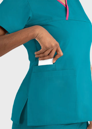 Maevn Core Women's Contrast Mock Wrap Top