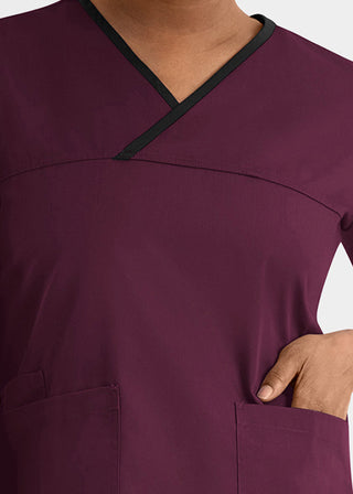 Maevn Core Women's Contrast Mock Wrap Top