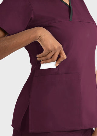 Maevn Core Women's Contrast Mock Wrap Top