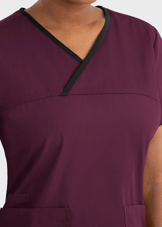 Maevn Core Women's Contrast Mock Wrap Top