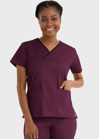Maevn Core Women's Contrast Mock Wrap Top