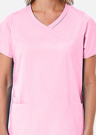 Maevn Red Panda Women's Curved Mock Wrap Scrub Top