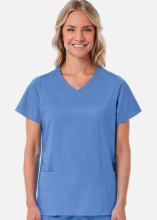 Maevn Red Panda Women's Curved Mock Wrap Scrub Top