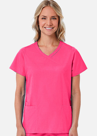 Maevn Red Panda Women's Curved Mock Wrap Scrub Top