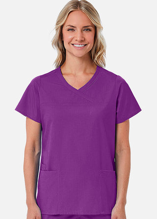 Maevn Red Panda Women's Curved Mock Wrap Scrub Top