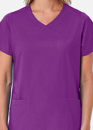 Maevn Red Panda Women's Curved Mock Wrap Scrub Top