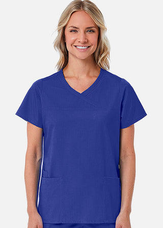 Maevn Red Panda Women's Curved Mock Wrap Scrub Top