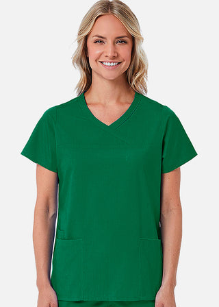 Maevn Red Panda Women's Curved Mock Wrap Scrub Top