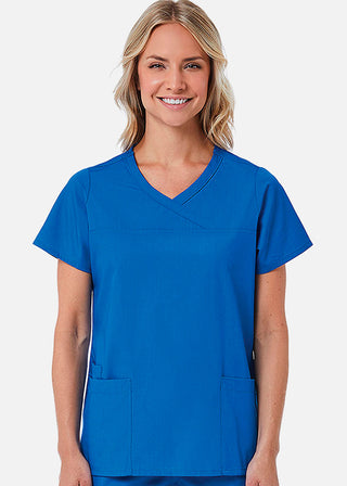 Maevn Red Panda Women's Curved Mock Wrap Scrub Top